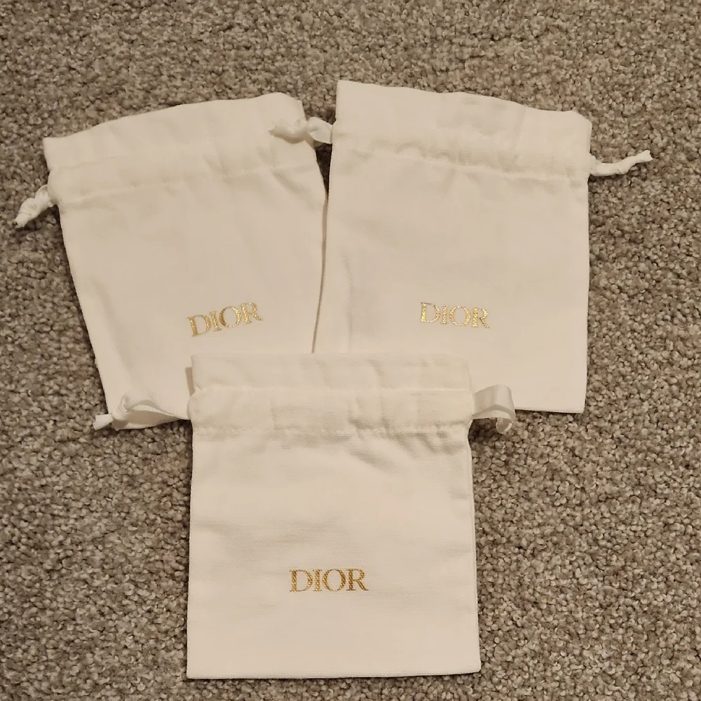 Dior White Pouches with Gold Logo - Picture 1 of 4